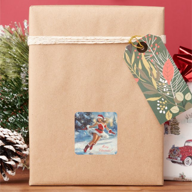 Frohe Weihnachten Quadratischer Aufkleber (Feiertag)