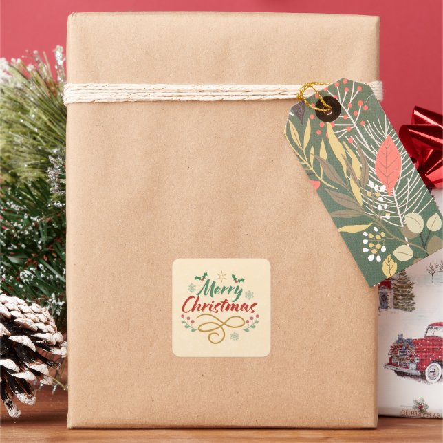 Frohe Weihnachten Quadratischer Aufkleber (Feiertag)