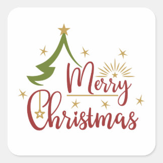 Frohe Weihnachten Quadratischer Aufkleber