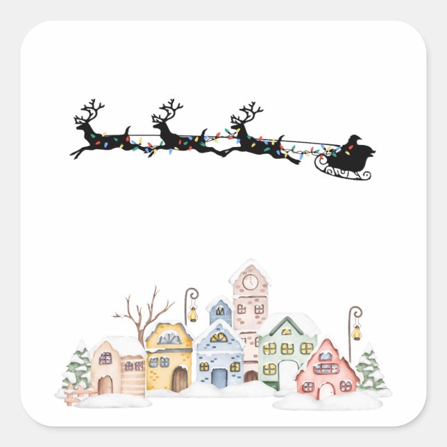 Frohe Weihnachten Quadratischer Aufkleber (Vorderseite)