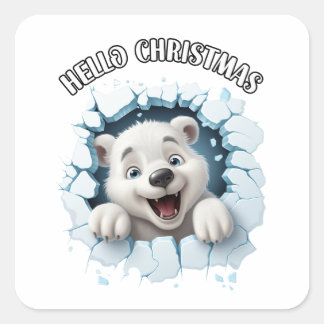 frohe Weihnachten Quadratischer Aufkleber