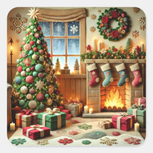 Frohe Weihnachten Quadratischer Aufkleber