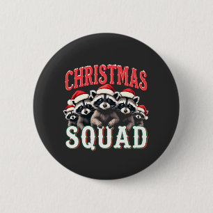 Frohe Weihnachten Raccoon Weihnachtsmannmütze Lieb Button
