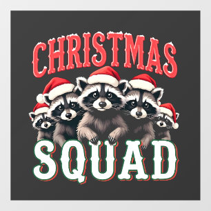 Frohe Weihnachten Raccoon Weihnachtsmannmütze Lieb Fensteraufkleber