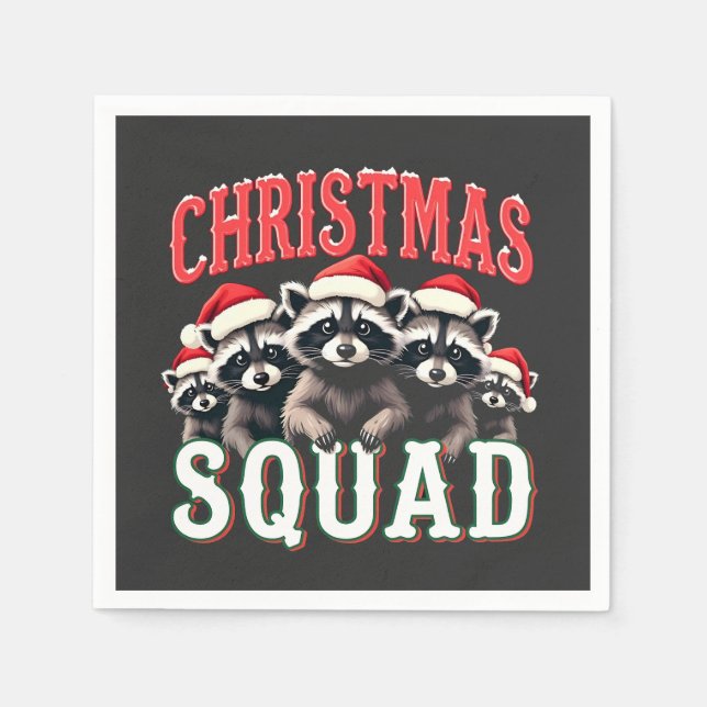 Frohe Weihnachten Raccoon Weihnachtsmannmütze Lieb Serviette (Vorderseite)