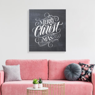 Frohe Weihnachten Real Chalk Christliche Kalligraf Leinwanddruck