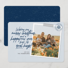 Frohe Weihnachten Real Hugs Script Navy Foto