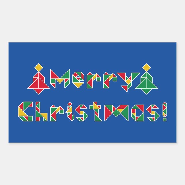 Frohe Weihnachten! Rechteckiger Aufkleber (Vorderseite)