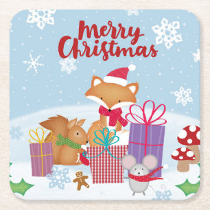 Frohe Weihnachten Rechteckiger Pappuntersetzer