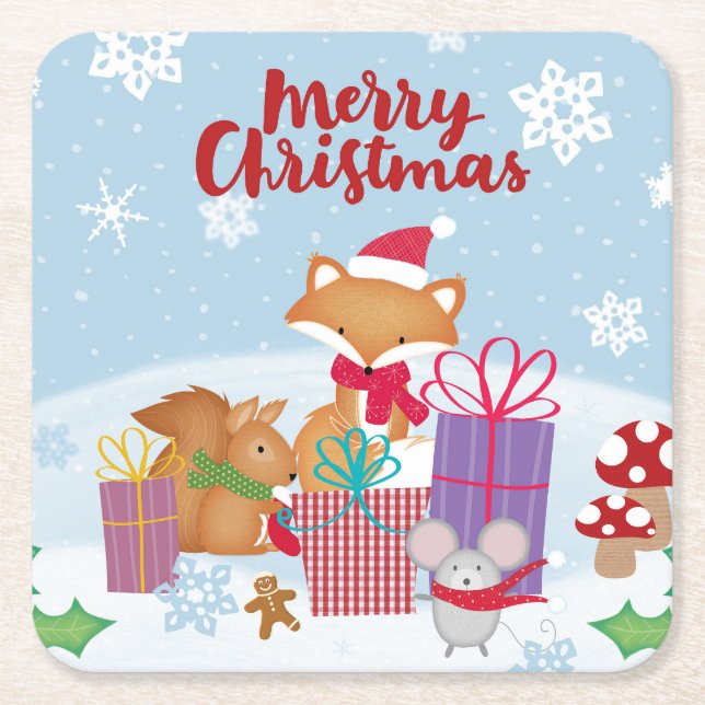 Frohe Weihnachten Rechteckiger Pappuntersetzer (Vorderseite)