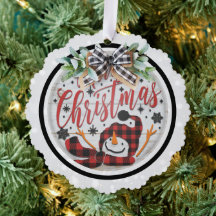 Frohe Weihnachten Red Black Buffalo Kariert Snowma