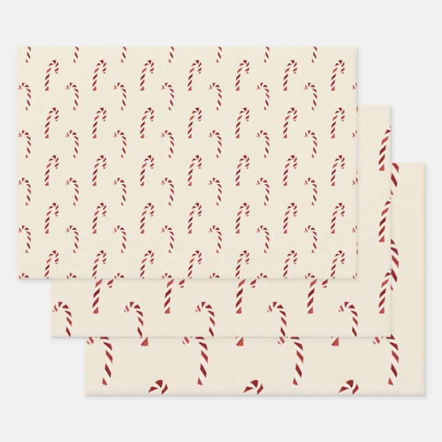 Frohe Weihnachten Red Candy Canes Geschenkpapier Set (Set)