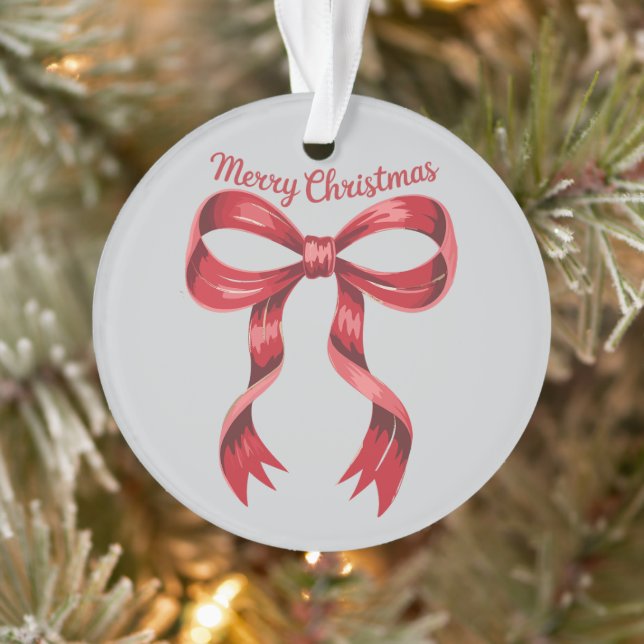 Frohe Weihnachten Red Coquette Bow Girly Ornament (Baum)