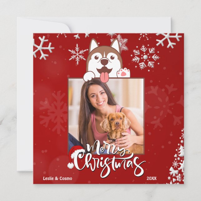 Frohe Weihnachten Red Dog Pet 1 Foto (Vorderseite)