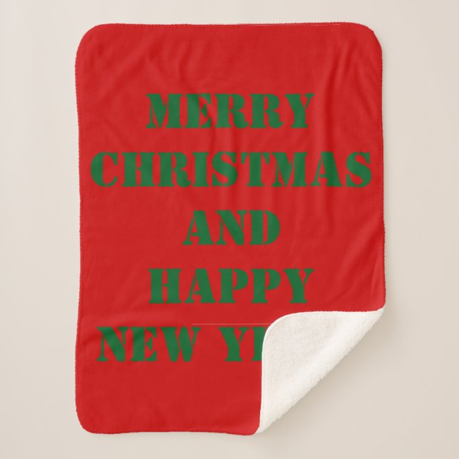 Frohe Weihnachten Red Fleece Blanket Sherpadecke (Vorderseite)