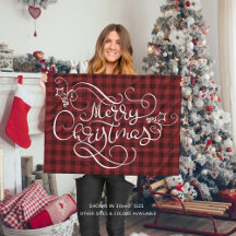 Frohe Weihnachten Red Gingham Script Typografie