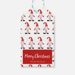 Frohe Weihnachten Red Gray Gnome Nordic Muster Geschenkanhänger