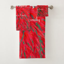 Frohe Weihnachten Red Green Personalisiert Name Badhandtuch Set