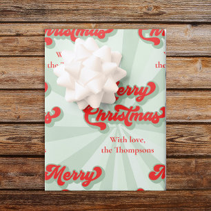 Frohe Weihnachten Red Green Retro Custom Geschenkpapier
