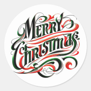 Frohe Weihnachten Red Green Runder Aufkleber