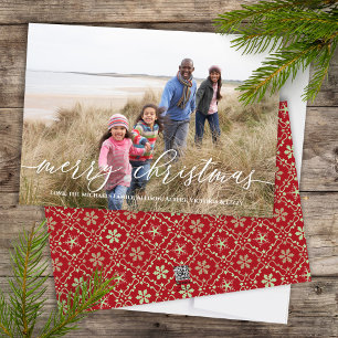 Frohe Weihnachten Red Green Snowflake 1 Foto