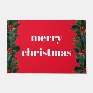 Frohe Weihnachten Red Holly Border Welcome Mat Fußmatte