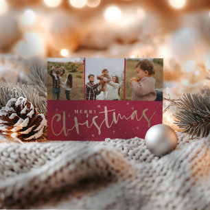 Frohe Weihnachten Red & Imitats Gold Foto Weihnach Postkarte