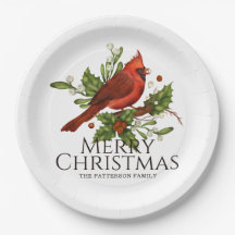 Frohe Weihnachten Red Kardinal Holly Personalisier