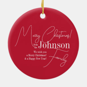 Frohe Weihnachten Red Modern Keramik Ornament