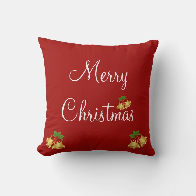 Frohe Weihnachten Red Modern Kissen (Vorderseite)