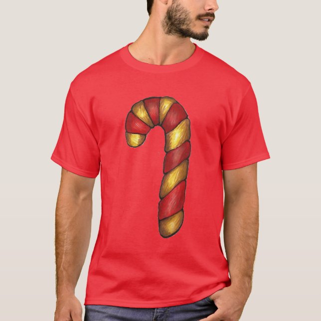 Frohe Weihnachten Red Peppermint Candy Cane Cookie T-Shirt (Vorderseite)