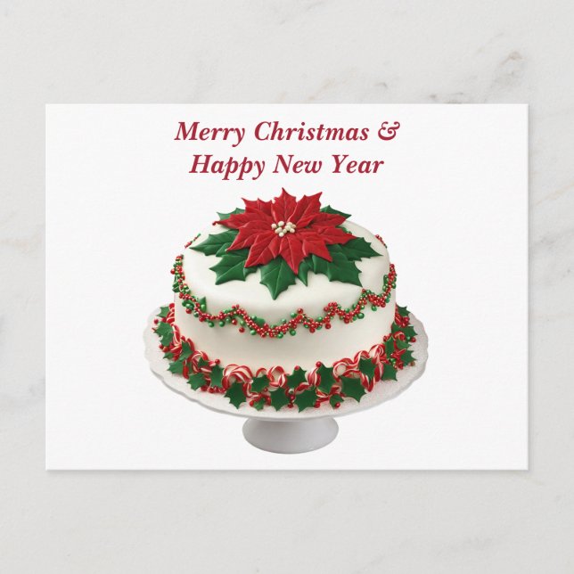Frohe Weihnachten Red Poinsettia Cake (Vorderseite)