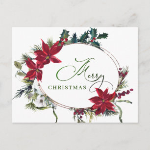 Frohe Weihnachten Red Poinsettia Corporate Gruß Postkarte