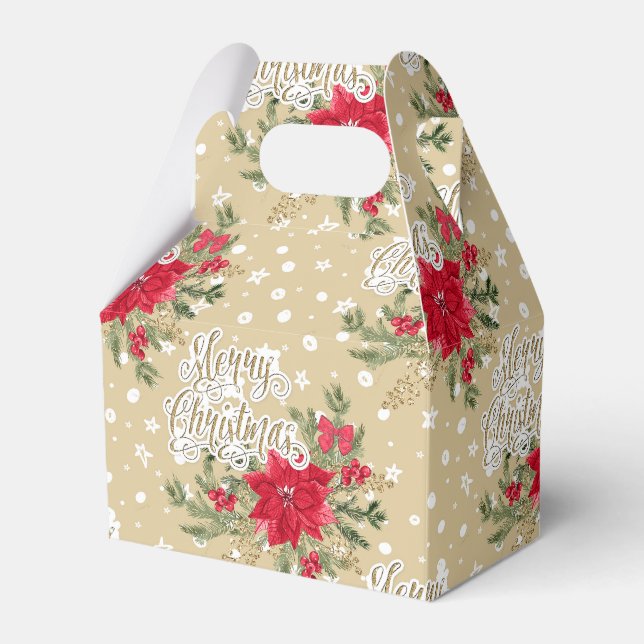 Frohe Weihnachten Red Poinsettia Geschenkschachtel (Vorderseite)