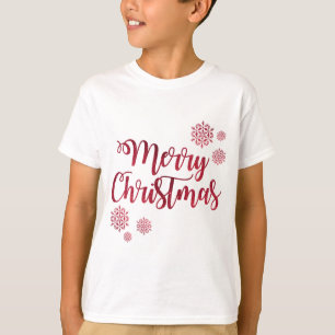 Frohe Weihnachten Red Snowflake Typografie T-Shirt