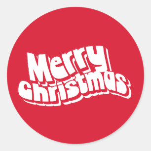 Frohe Weihnachten Red White Fun Retro Runder Aufkleber