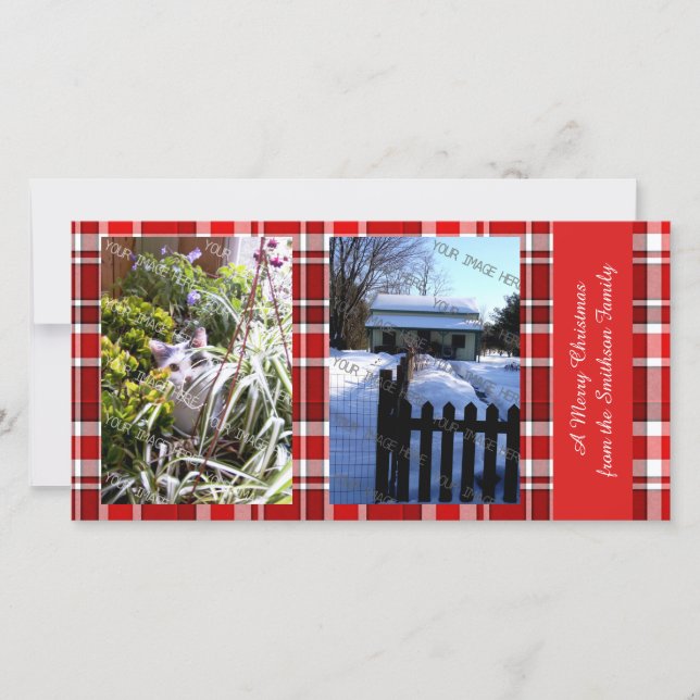 Frohe Weihnachten Red White Kariert Tartan (Vorderseite)