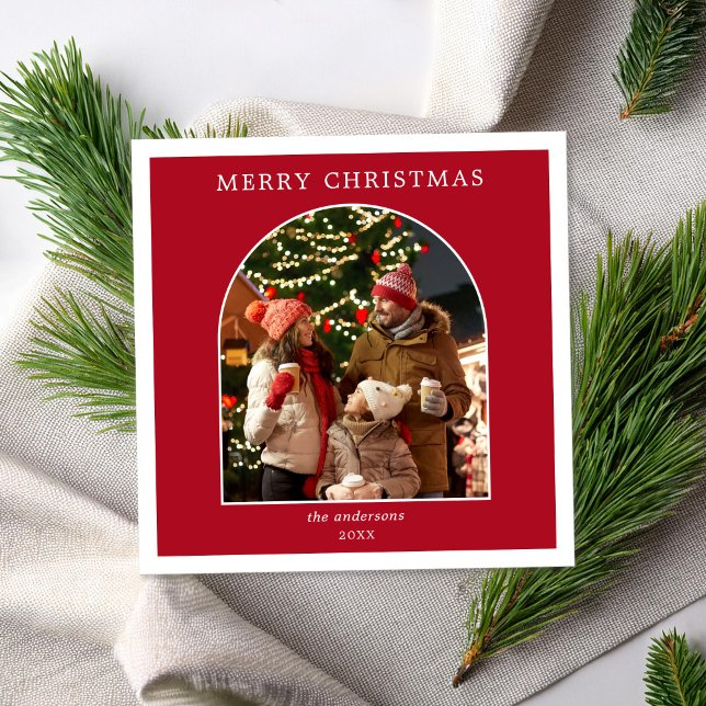 Frohe Weihnachten Red White Minimalistisch Arch Fo (Von Creator hochgeladen)