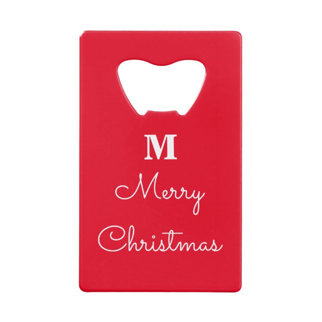 Frohe Weihnachten Red White Monogram Geschenk Gefa Geldbeutel Flaschenöffner (Vorderseite)