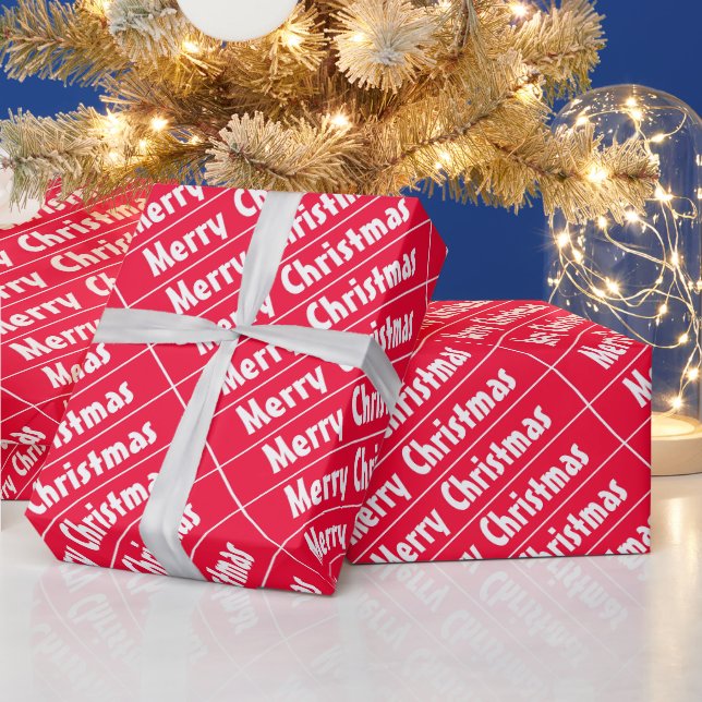 Frohe Weihnachten Red White Stripes Template Geschenkpapier (Feiertage)