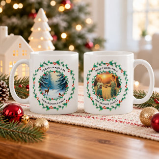Frohe Weihnachten Reh Rotkehlchen Vogel Familienfo Kaffeetasse