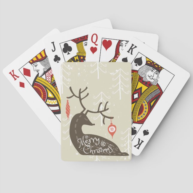 Frohe Weihnachten Reindeer Cozy Spielkarten (Rückseite)