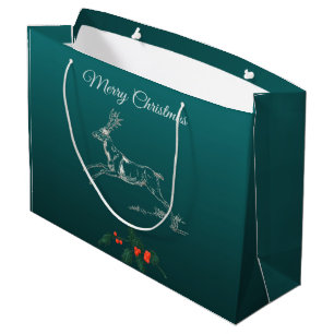 Frohe Weihnachten Reindeer & Mistletoe Große Geschenktüte