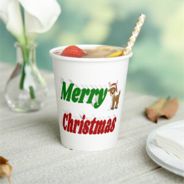 Frohe Weihnachten Reindeer rot grüne Typografie Pappbecher