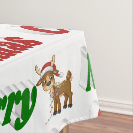 Frohe Weihnachten Reindeer rot grüne Typografie Tischdecke