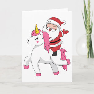 frohe weihnachten reitendes Einhorn Karte