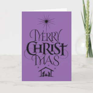 Frohe Weihnachten Religiöse Kalligrafie Chalk Lila