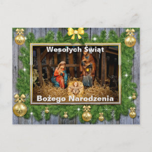 Frohe Weihnachten Religiöse Weihnachtskarte auf Po Postkarte