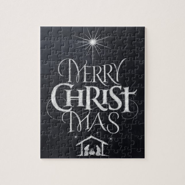 Frohe Weihnachten Religiöser Weihnachtsschwarzer K (Vertikal)