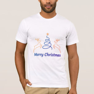 Frohe Weihnachten Rentier Baum Kunst T-Shirt Fre